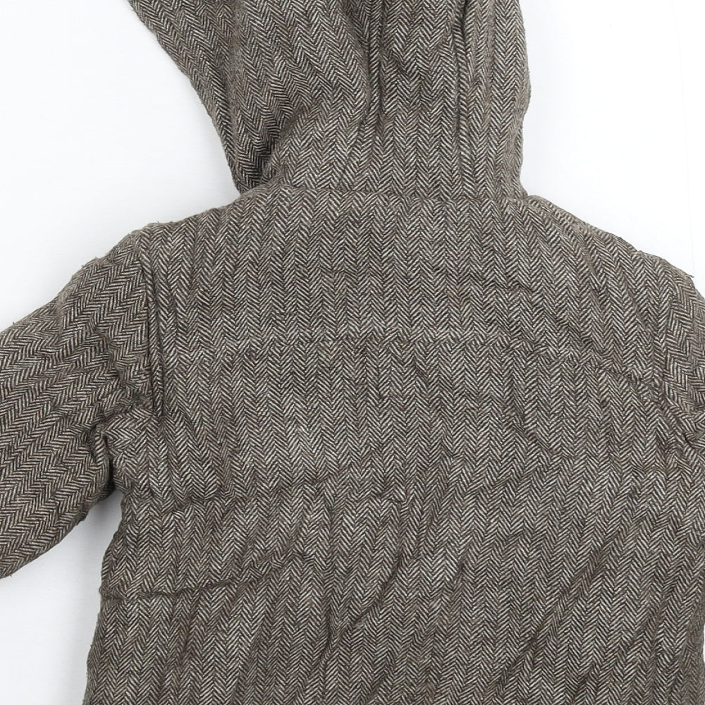 Merc Baby Grey Herringbone  Parka Coat Size 18-24 Months