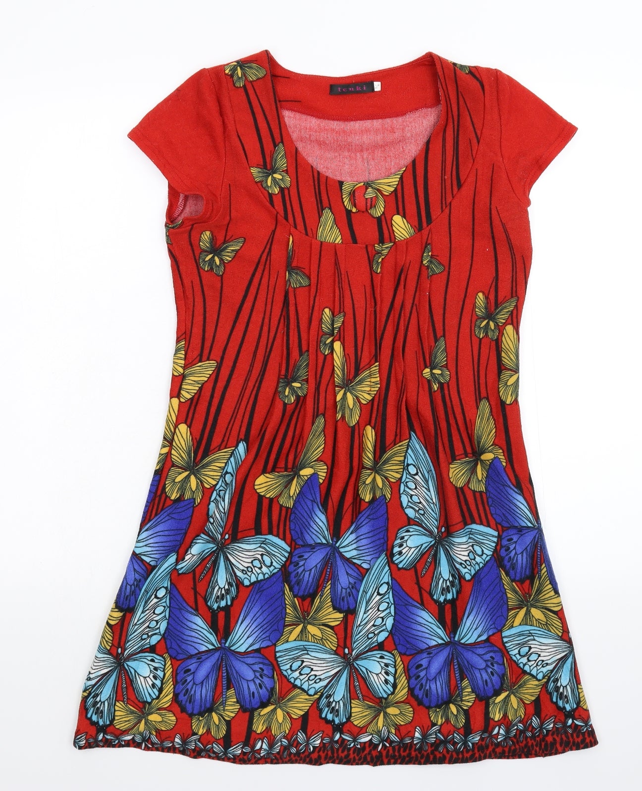 Tenki Womens Red Floral Knit Jumper Dress  Size M