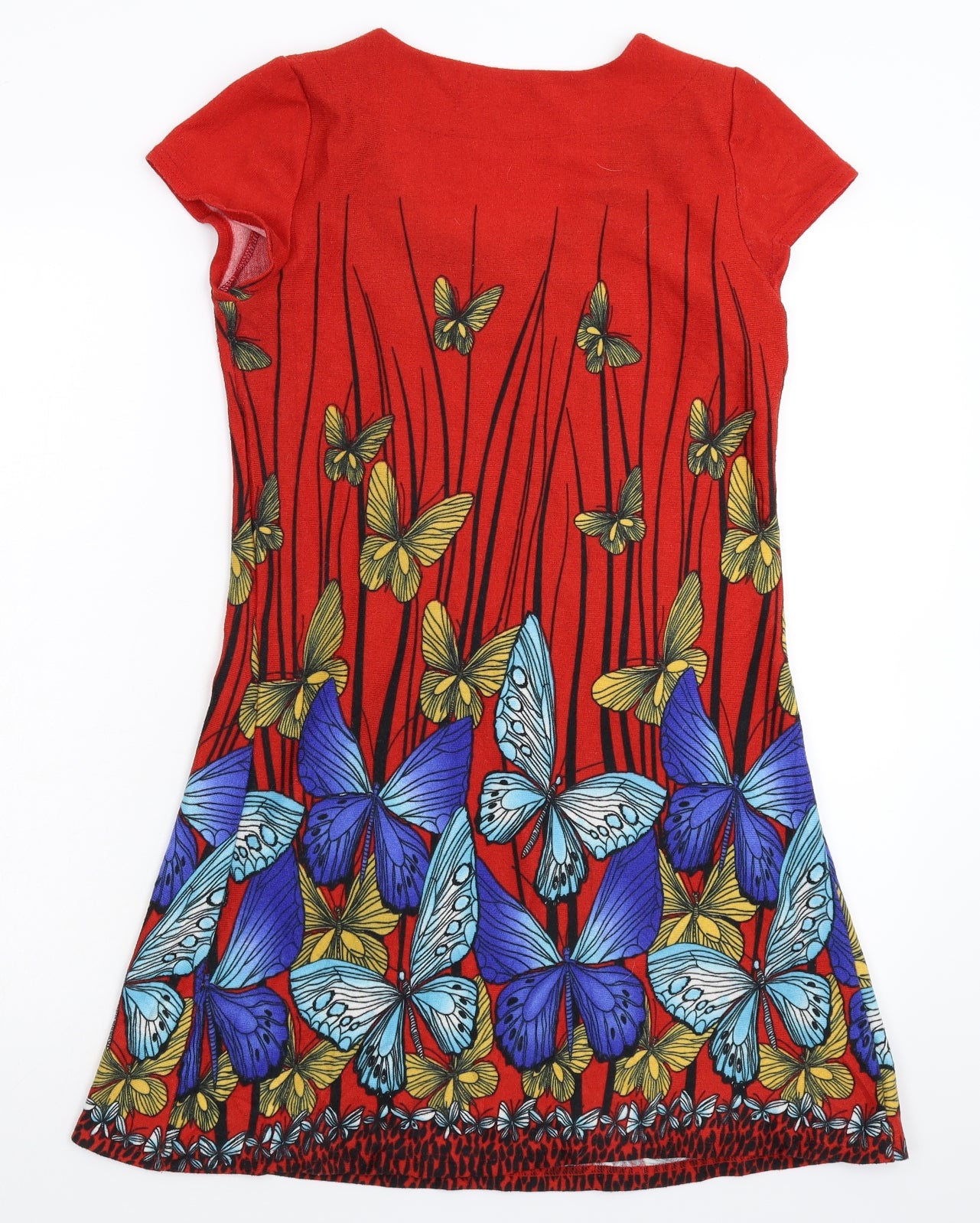 Tenki Womens Red Floral Knit Jumper Dress  Size M