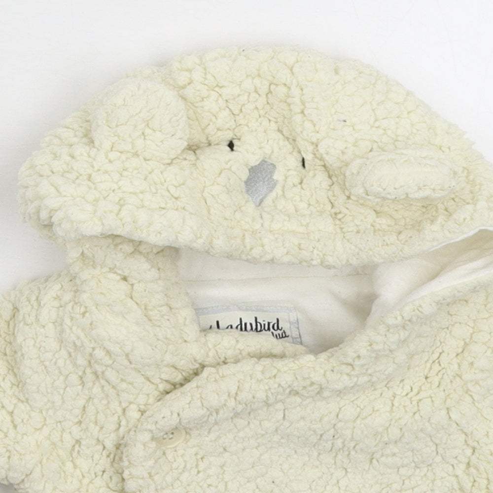 Ladybird Baby White  Fleece Jacket Coat Size Newborn