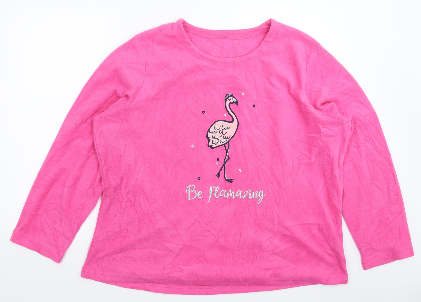 George Womens Pink Solid Fleece Top Pyjama Top Size 22