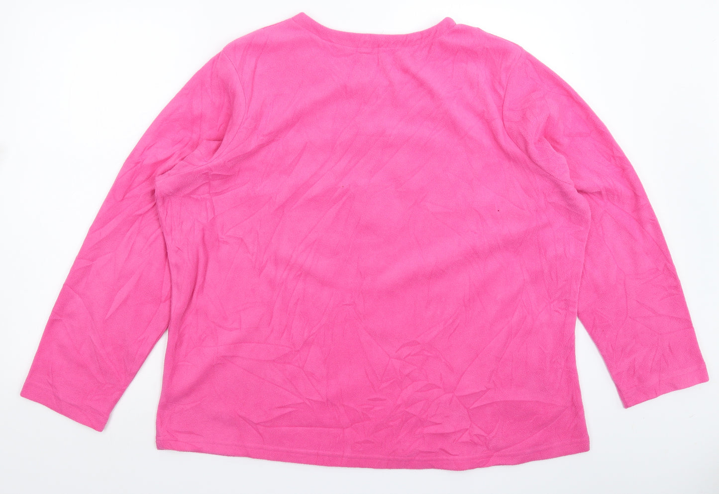 George Womens Pink Solid Fleece Top Pyjama Top Size 22
