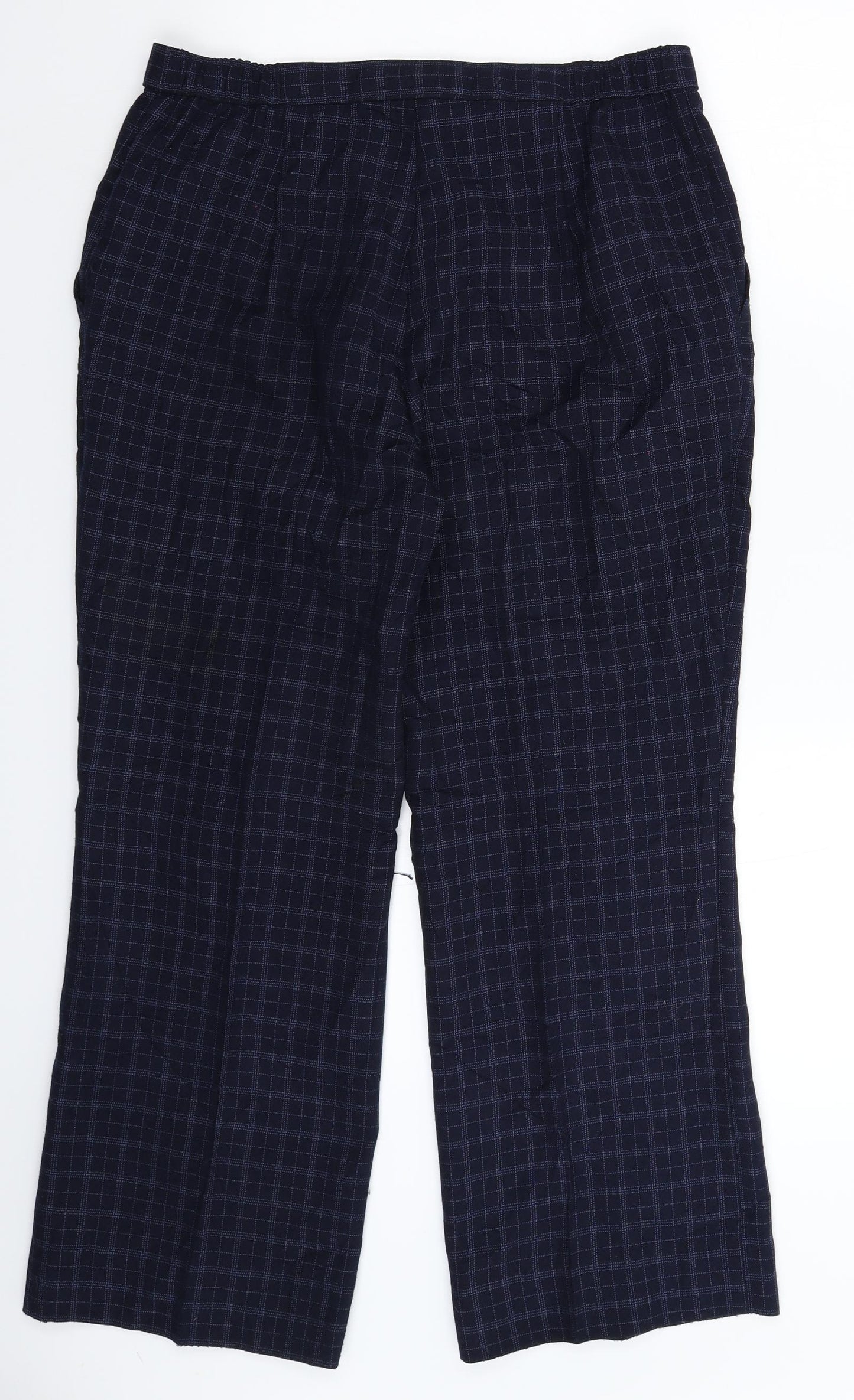 Marks and Spencer Womens Blue Check  Trousers  Size 14 L28 in