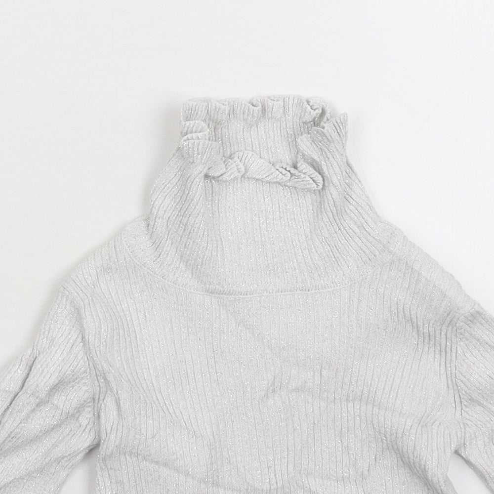 F&F Girls Silver  Knit Pullover Jumper Size 3-4 Years