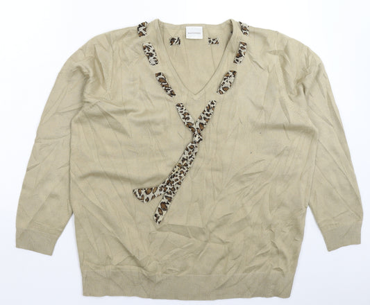 Front view of Wardrobe women’s beige knit jumper, size UK 18