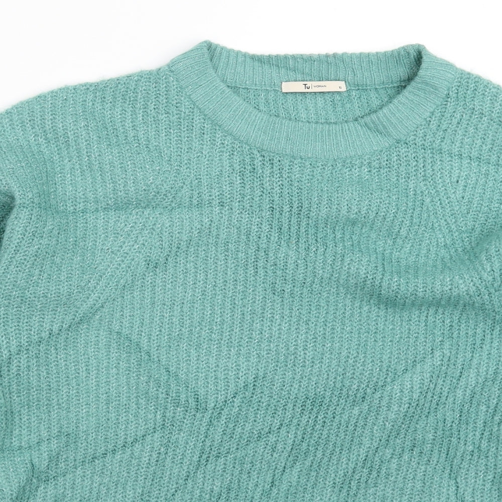 TU Womens Green  Knit Pullover Jumper Size 10