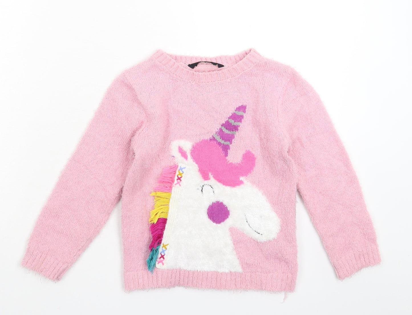 George Girls Pink  Knit Pullover Jumper Size 4-5 Years