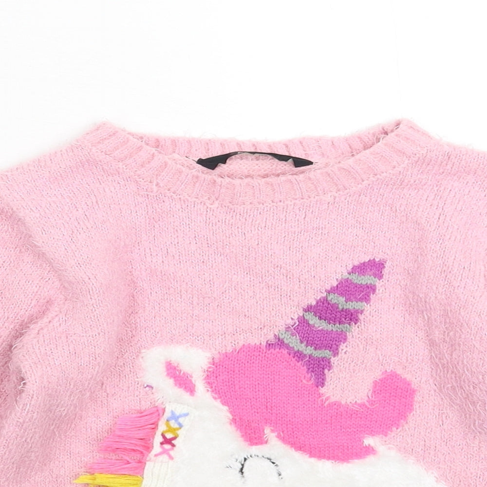 George Girls Pink  Knit Pullover Jumper Size 4-5 Years