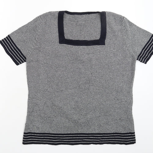Preworn Womens Blue Striped Knit Pullover Jumper Size 14