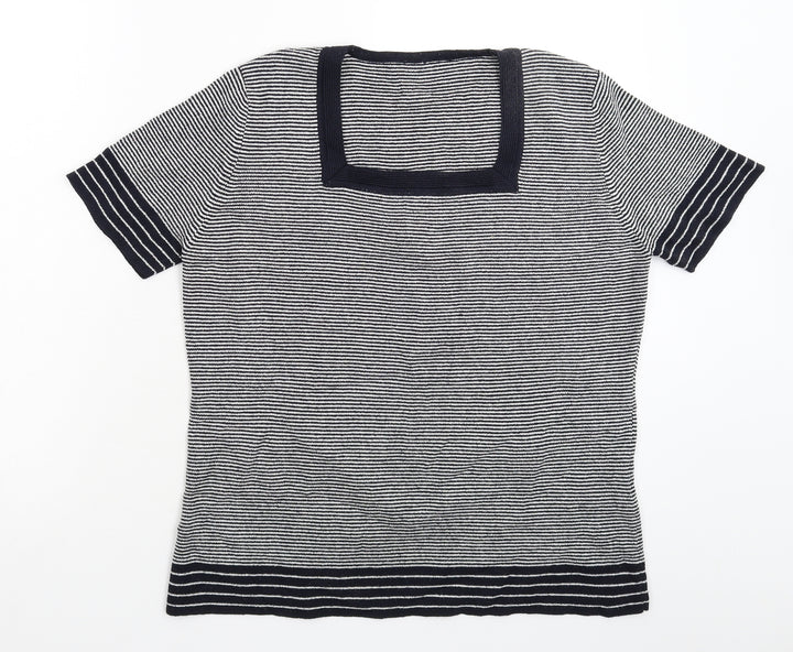 Preworn Womens Blue Striped Knit Pullover Jumper Size 14