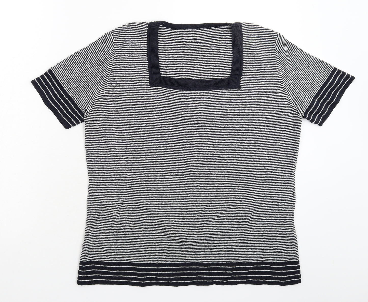 Preworn Womens Blue Striped Knit Pullover Jumper Size 14