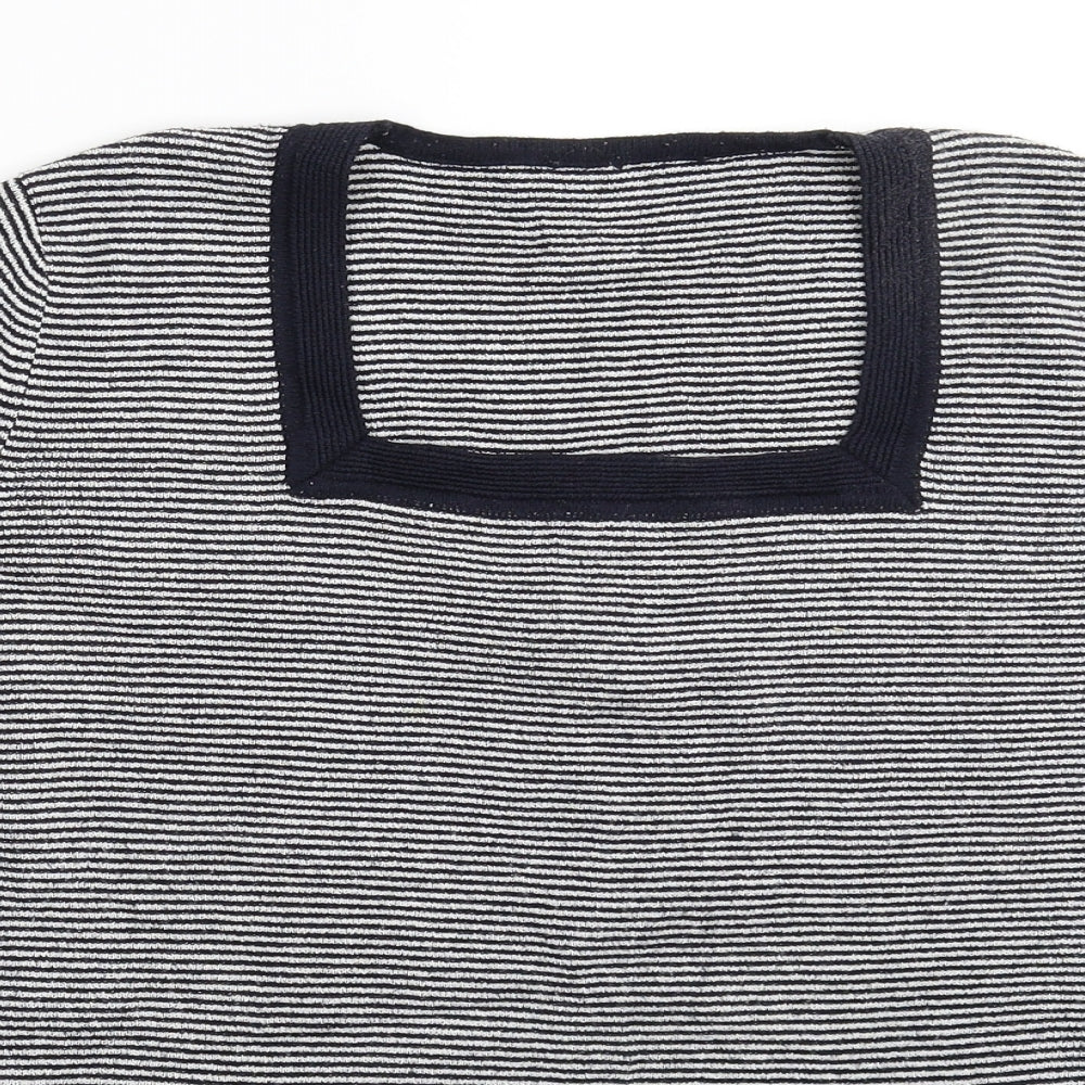 Preworn Womens Blue Striped Knit Pullover Jumper Size 14