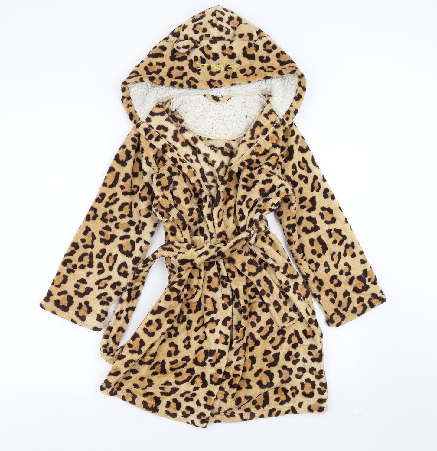 Blue Zoo Girls Brown Animal Print Fleece Top Robe Size 9-10 Years