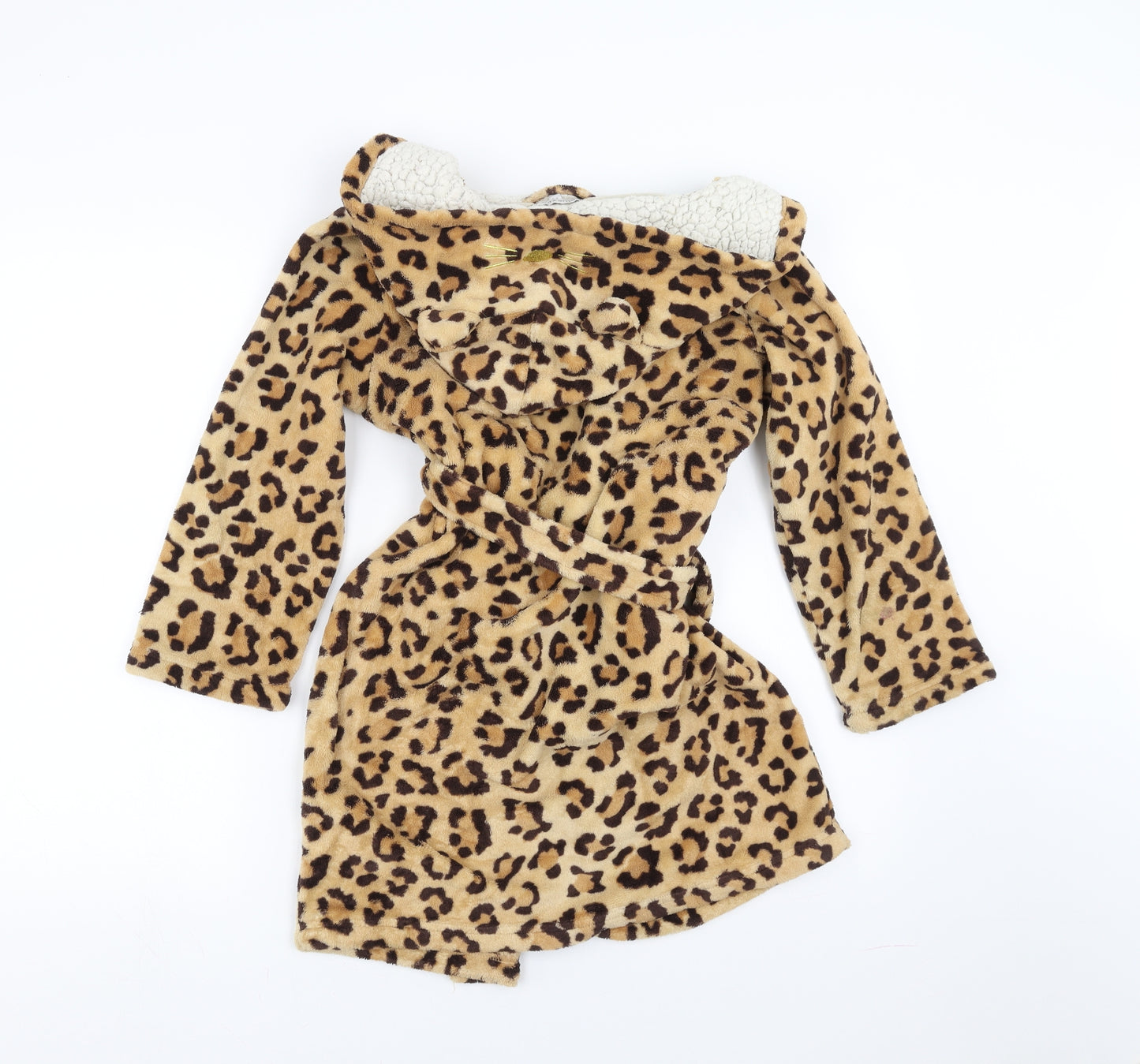 Blue Zoo Girls Brown Animal Print Fleece Top Robe Size 9-10 Years