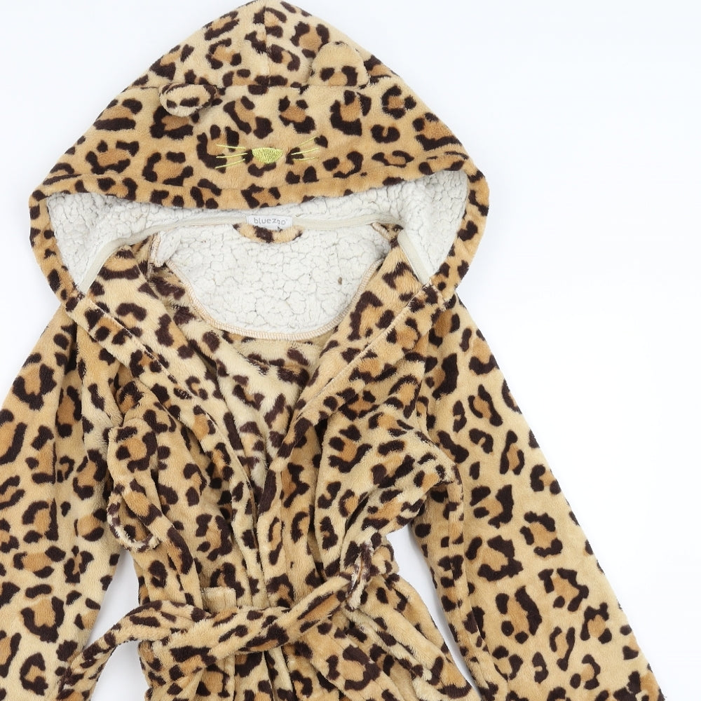 Blue Zoo Girls Brown Animal Print Fleece Top Robe Size 9-10 Years