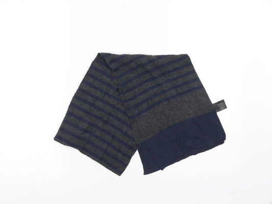Front view of H&M men’s blue striped scarf one size