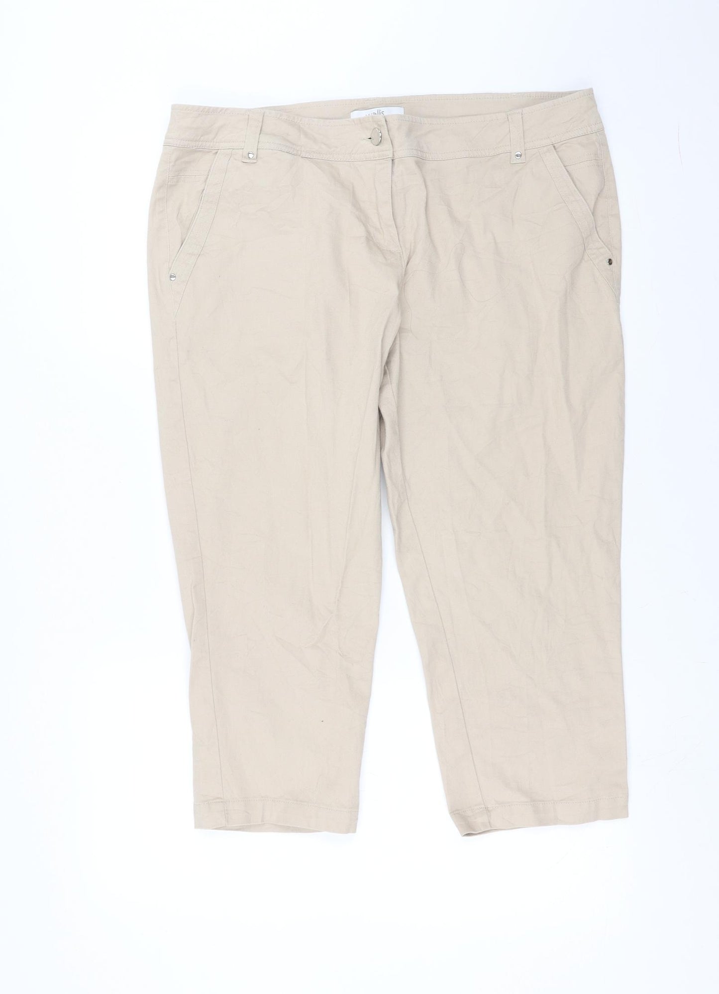 Wallis Womens Beige   Cropped Trousers Size 18 L21 in