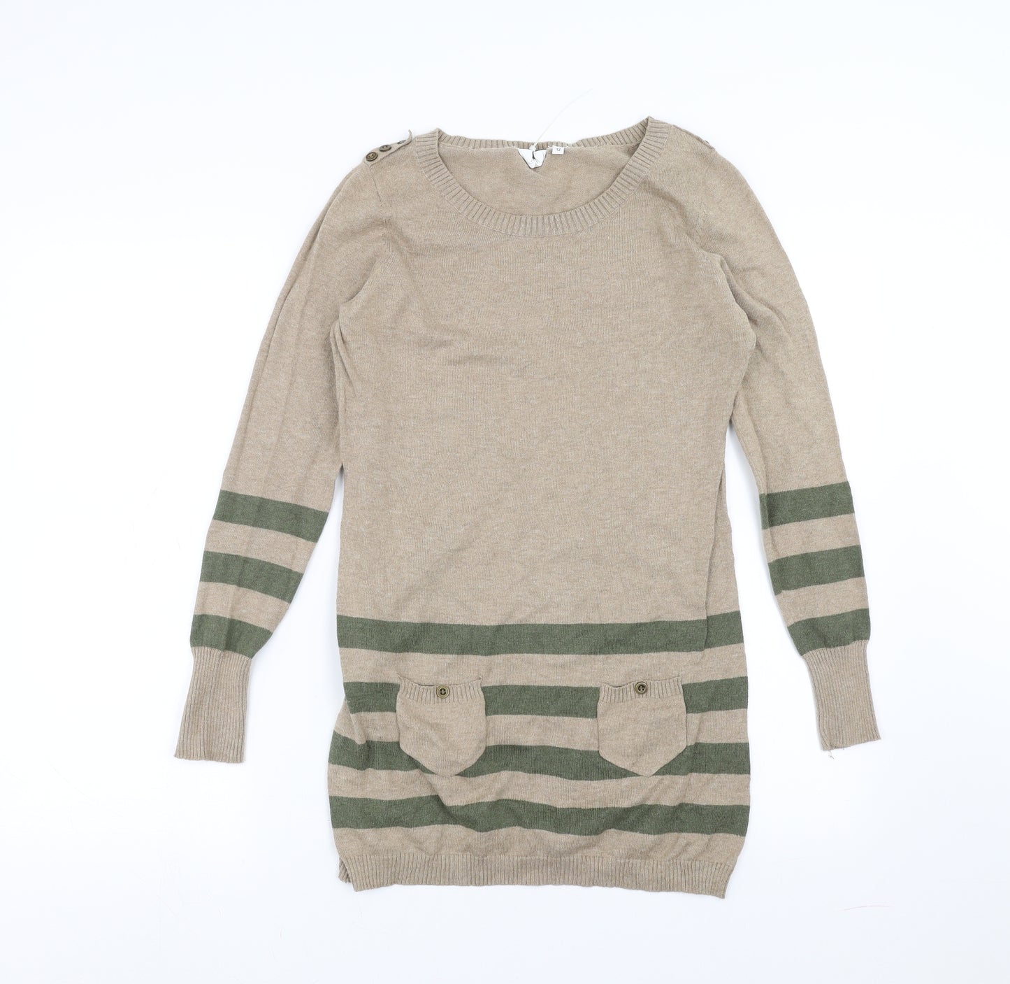 New Look Womens Beige  Knit Jumper Dress  Size 12
