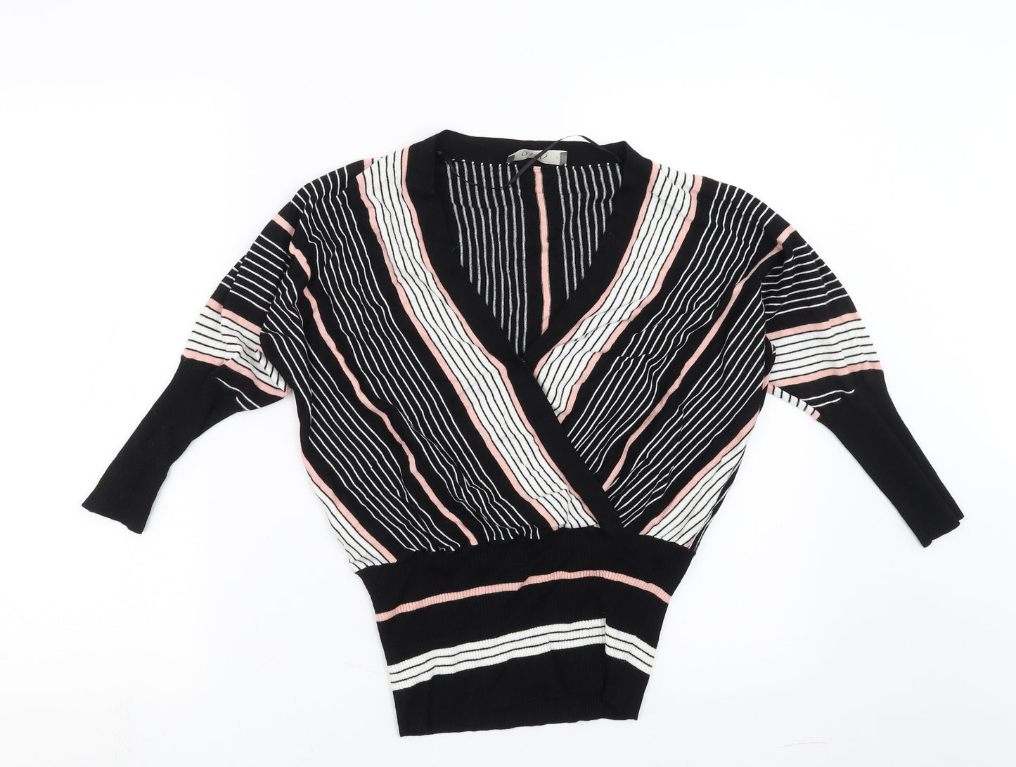 Oasis Womens Black Striped  Pullover Jumper Size S