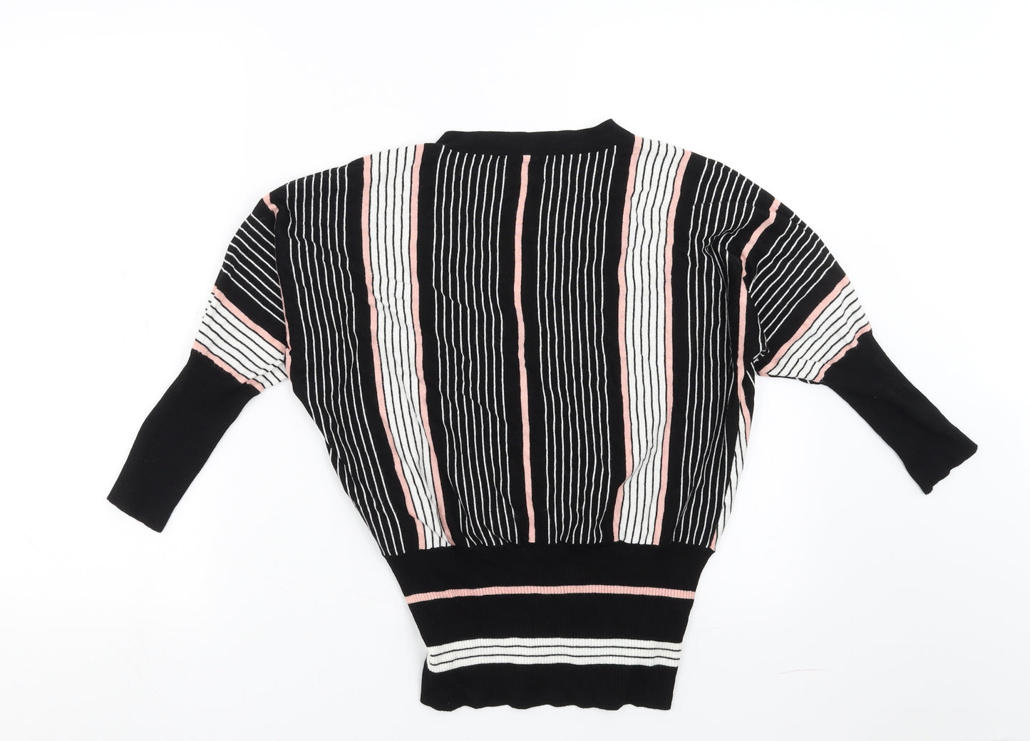 Oasis Womens Black Striped  Pullover Jumper Size S