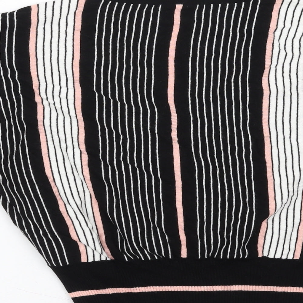Oasis Womens Black Striped  Pullover Jumper Size S