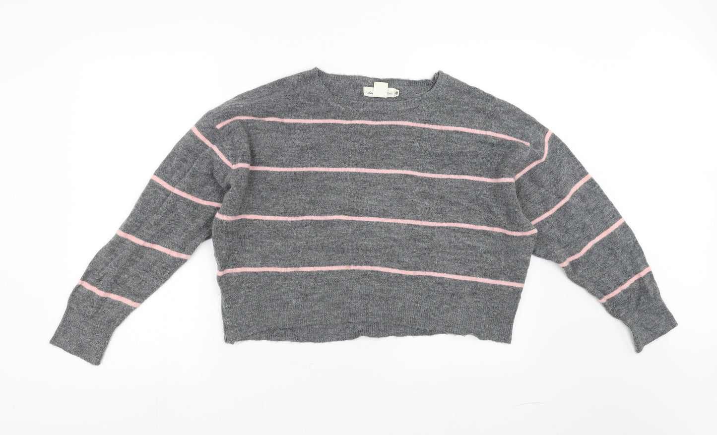 H&M Womens Grey Striped  Pullover Jumper Size M