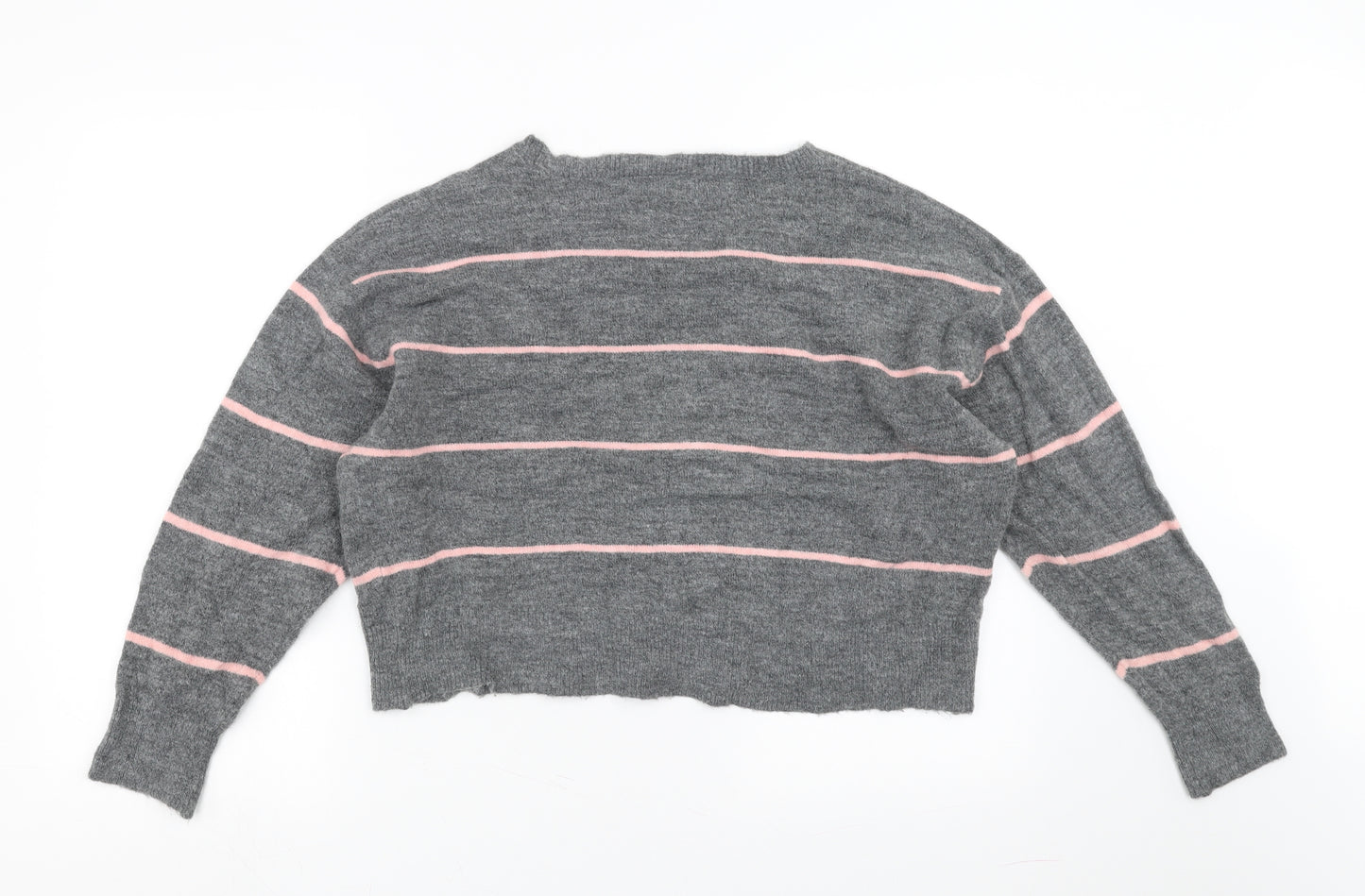 H&M Womens Grey Striped  Pullover Jumper Size M