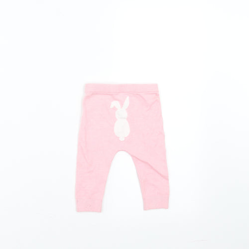 Little Nutmeg Girls Pink   Jogger Trousers Size 3-6 Months  - rabbit