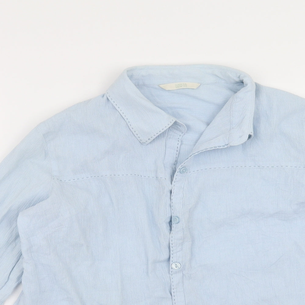 Marks and Spencer Womens Blue   Basic Button-Up Size 16