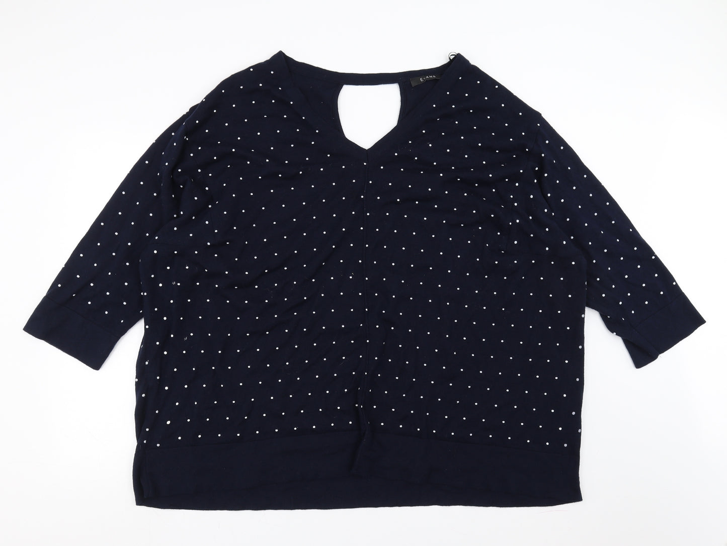 Evans Womens Blue Polka Dot  Pullover Jumper Size 26