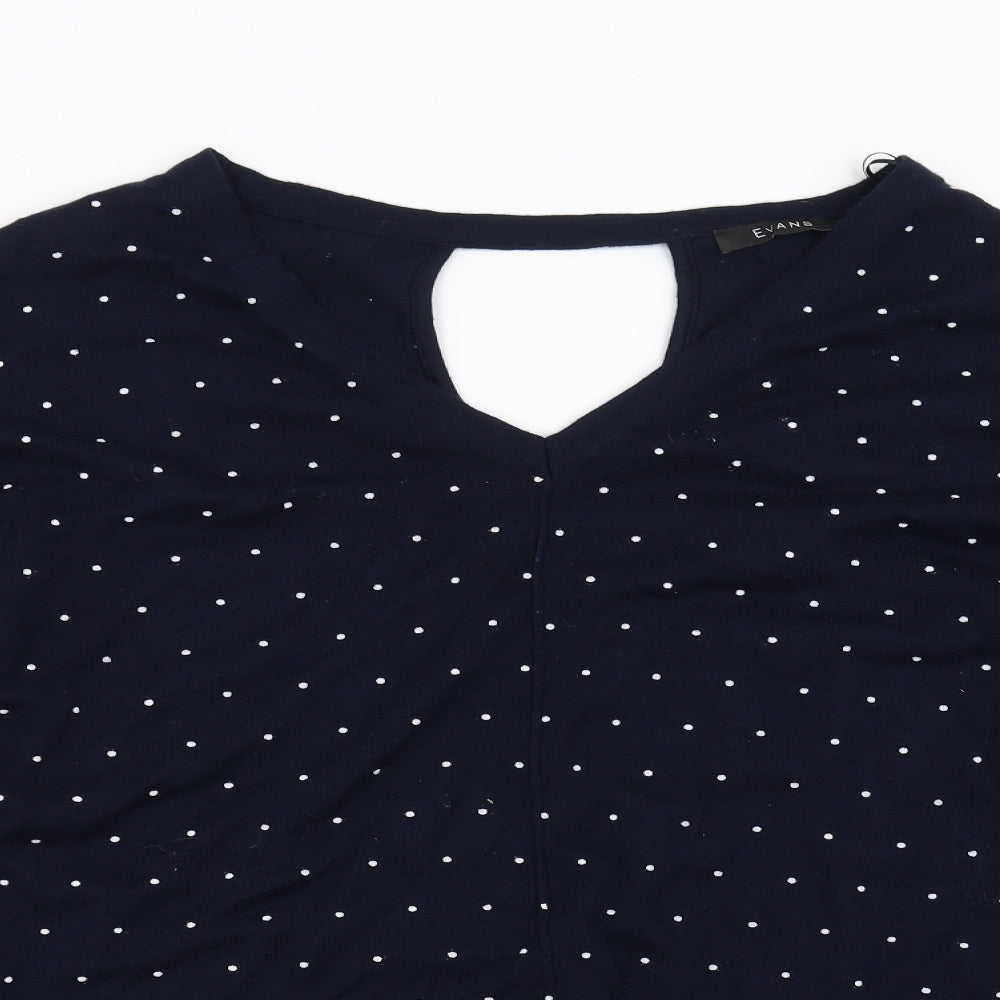 Evans Womens Blue Polka Dot  Pullover Jumper Size 26