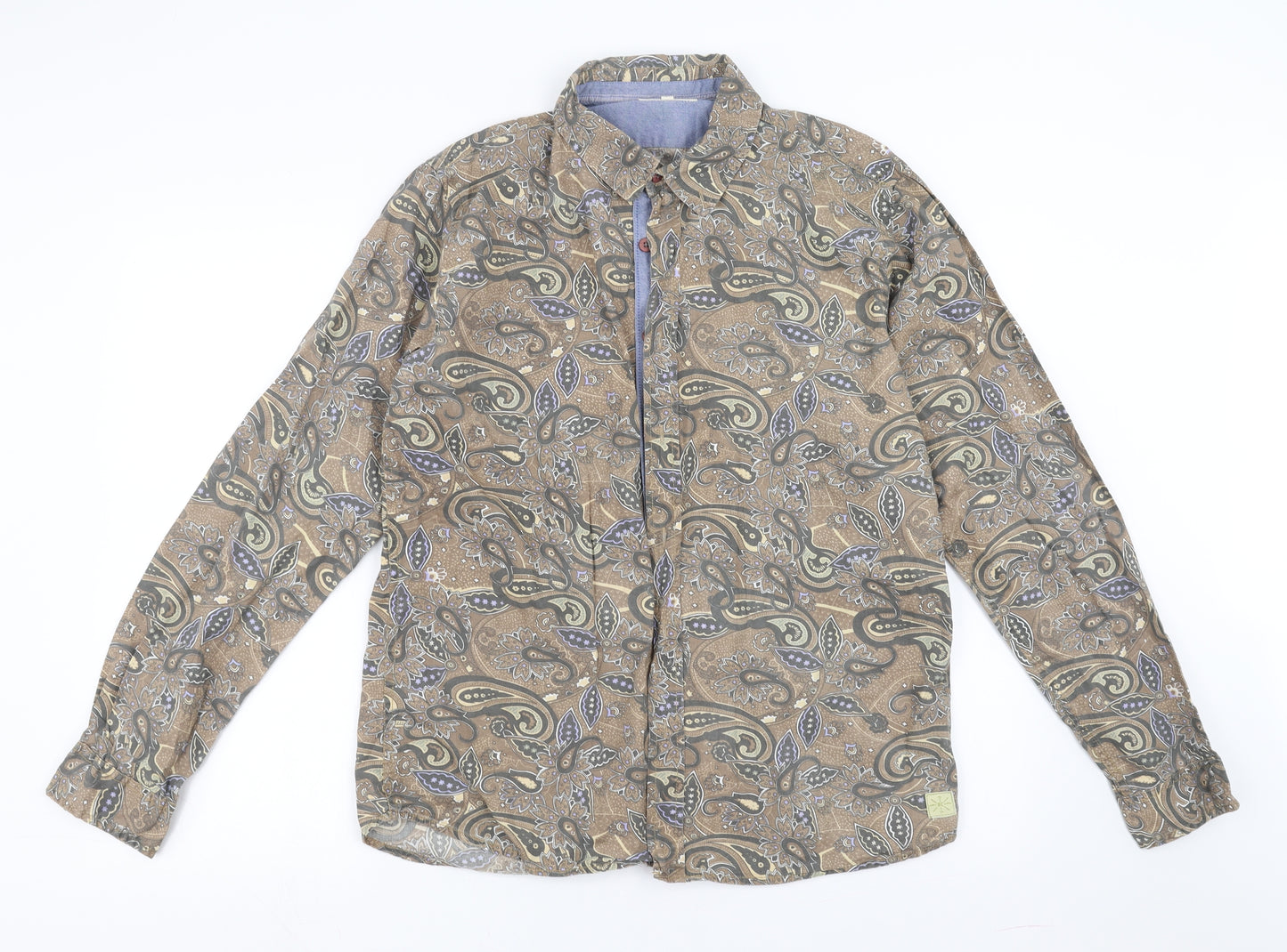 BC London Mens Beige Paisley   Button-Up Size XL