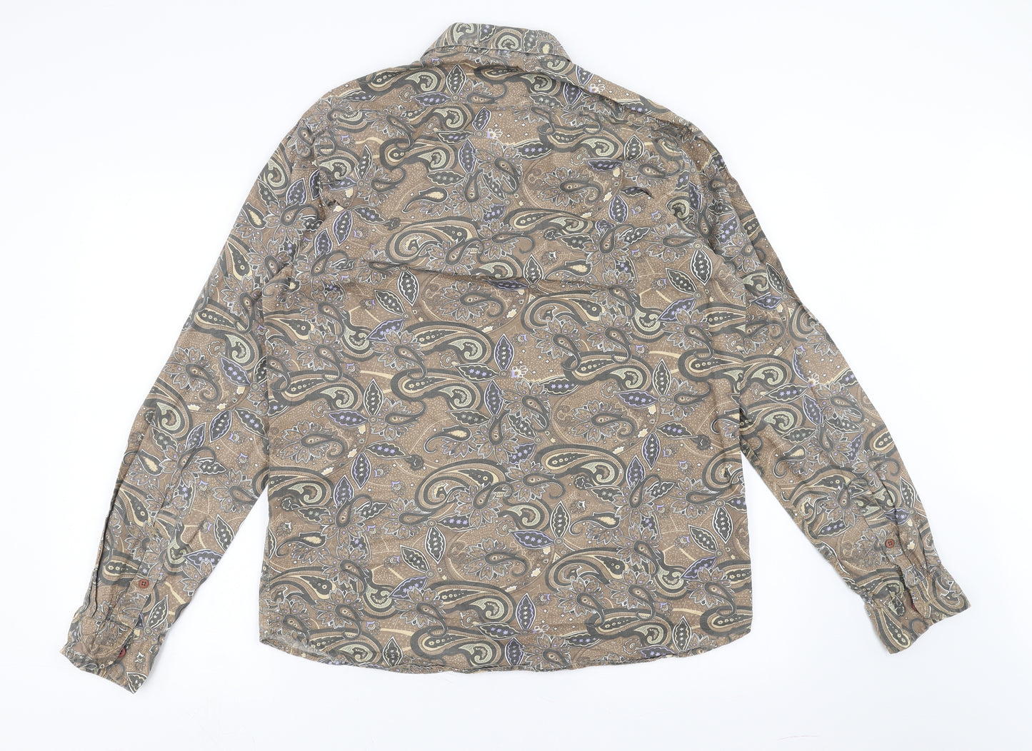 BC London Mens Beige Paisley   Button-Up Size XL