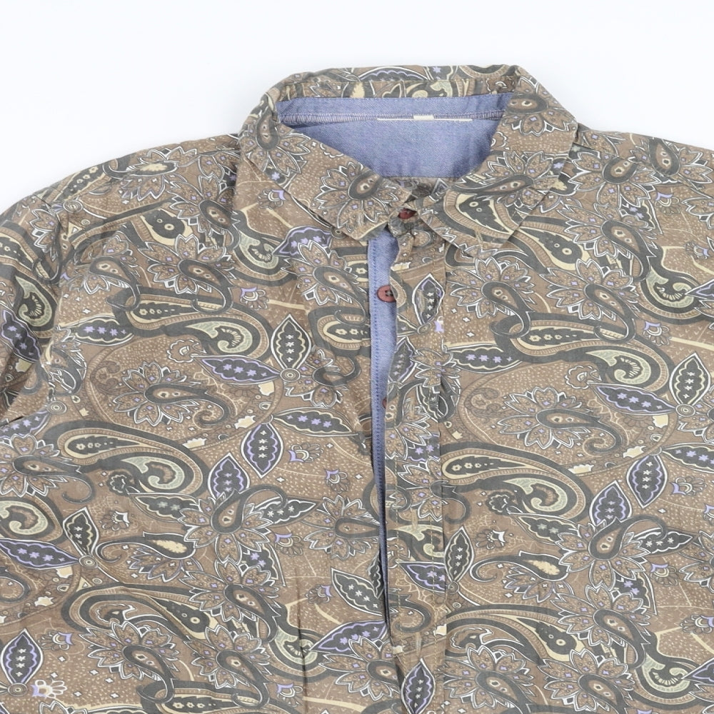 BC London Mens Beige Paisley   Button-Up Size XL