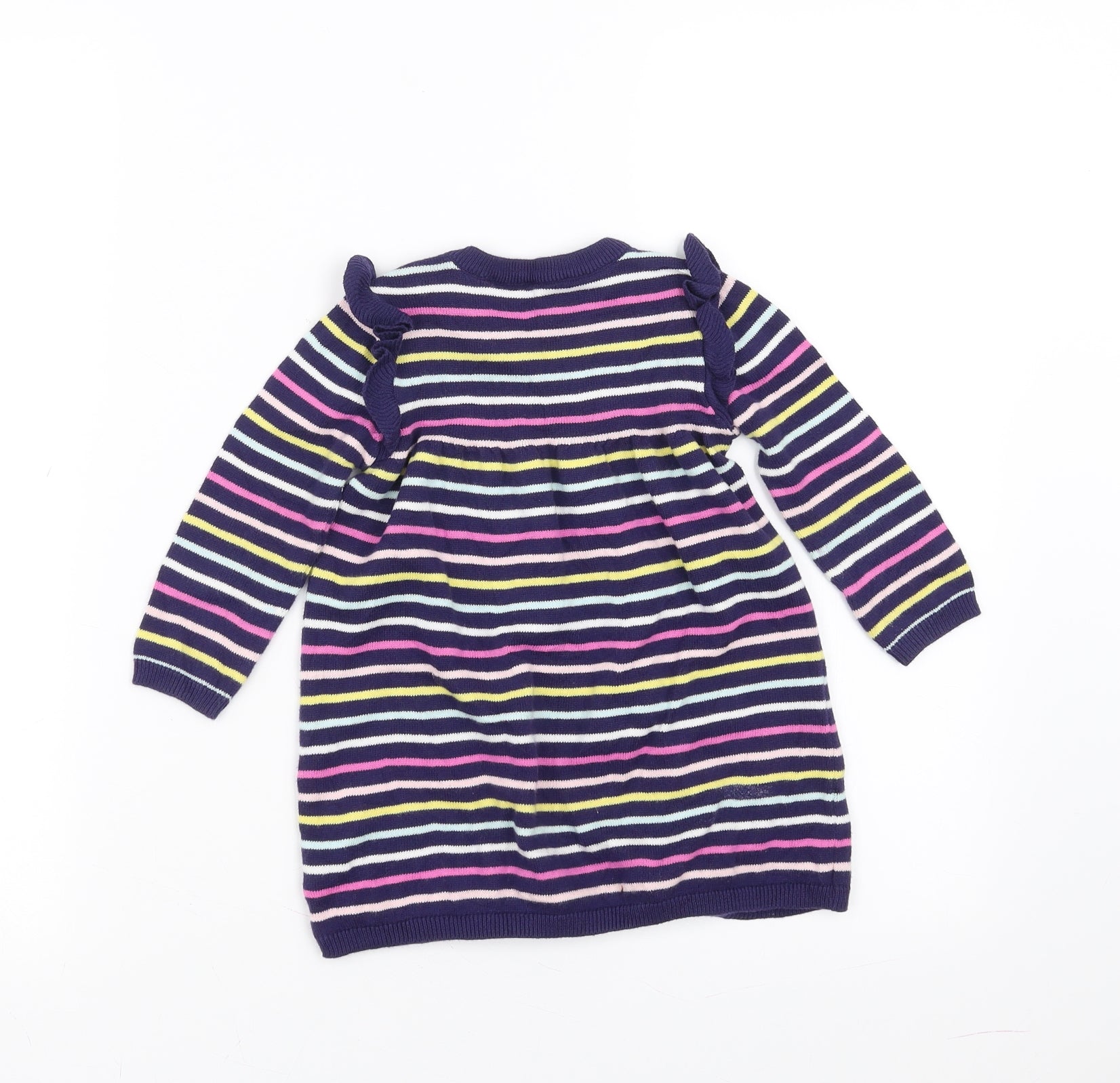 Sainsburys Girls Multicoloured Striped Knit Jumper Dress Size 9-12