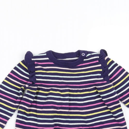 Sainsburys  Girls Multicoloured Striped Knit Jumper Dress  Size 9-12 Months