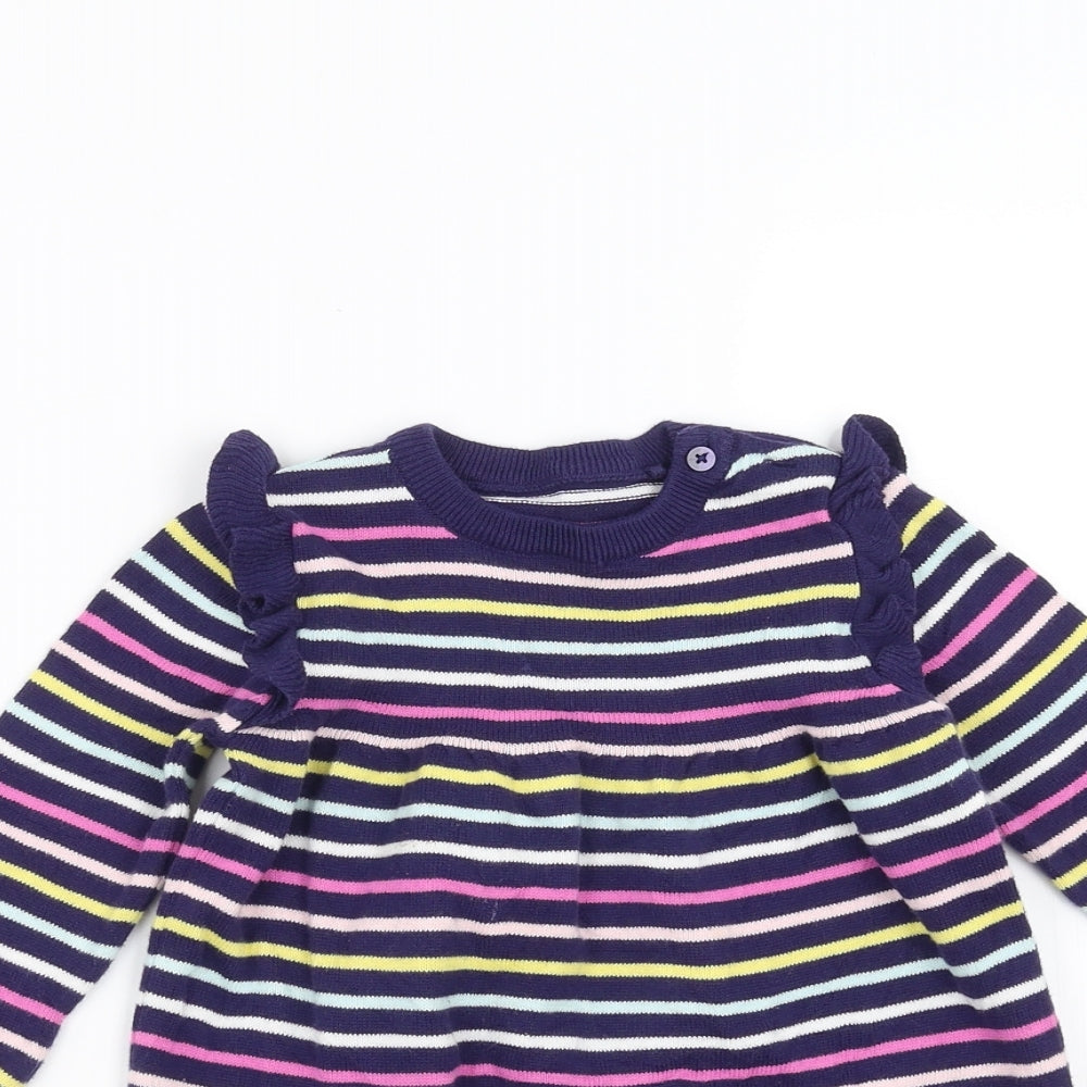 Sainsburys  Girls Multicoloured Striped Knit Jumper Dress  Size 9-12 Months