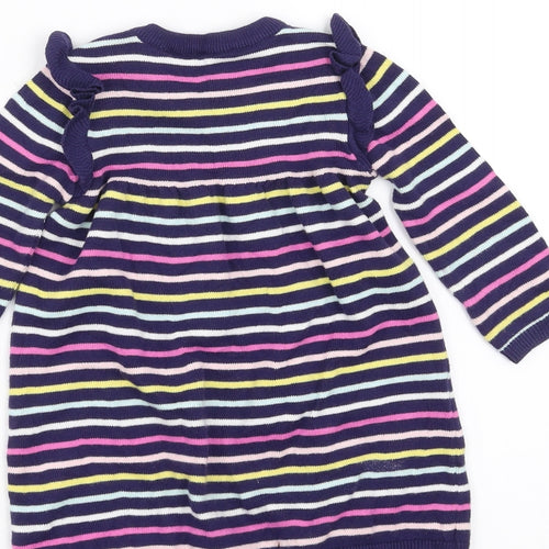 Sainsburys  Girls Multicoloured Striped Knit Jumper Dress  Size 9-12 Months