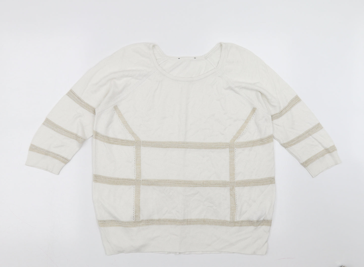 Marks and Spencer Womens White Striped  Pullover Jumper Size 12