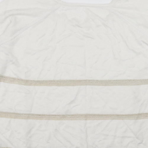 Marks and Spencer Womens White Striped  Pullover Jumper Size 12