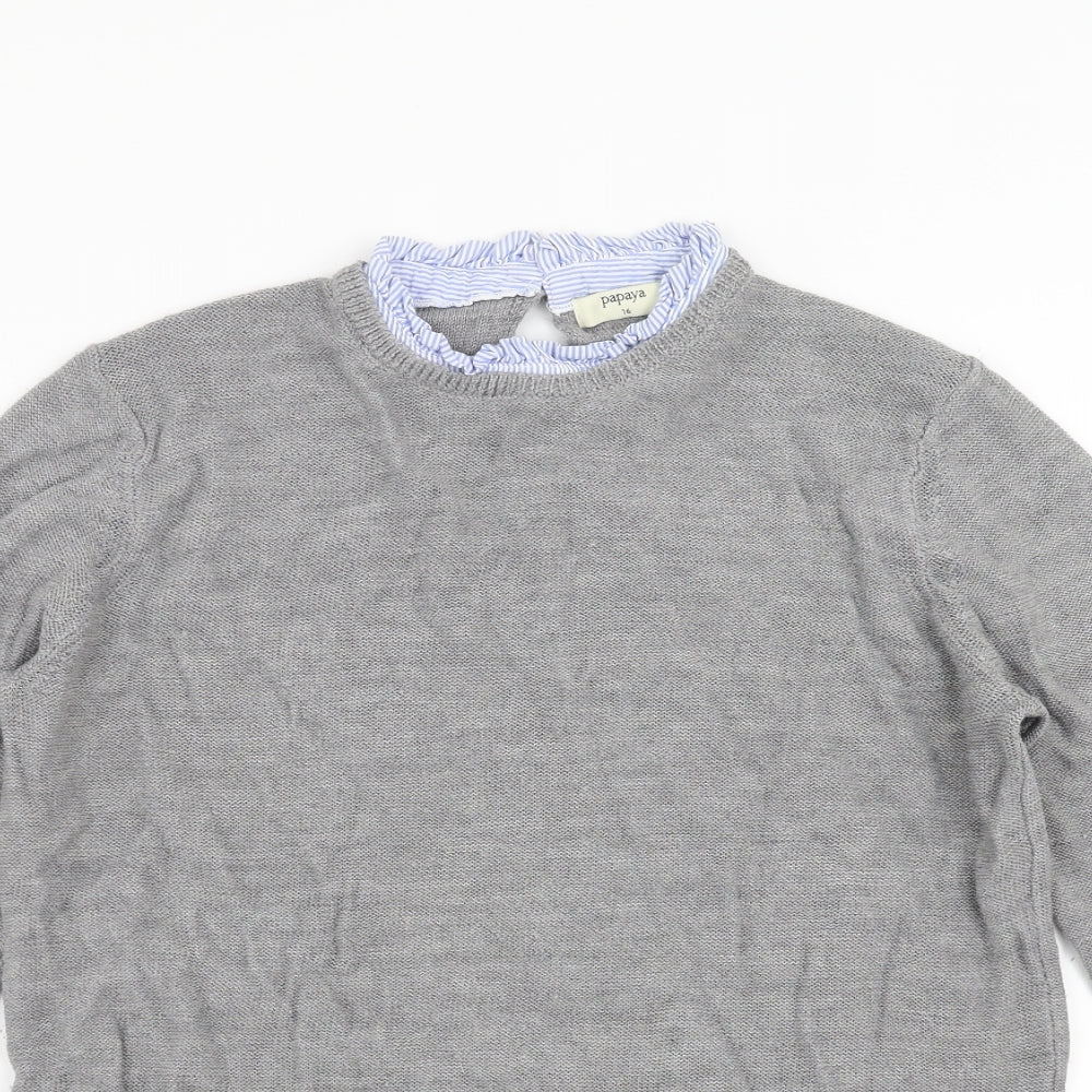 Papaya Womens Grey   Pullover Jumper Size 16