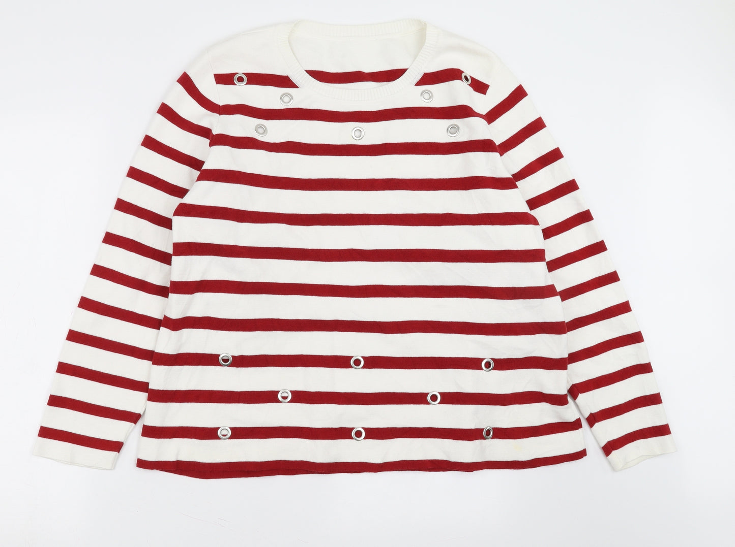 Marks and Spencer Womens Red Striped  Pullover Jumper Size 22