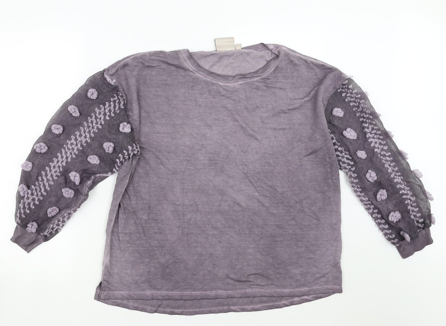 Dantelle Womens Purple   Pullover Sweatshirt Size L  - Sheer Sleeves