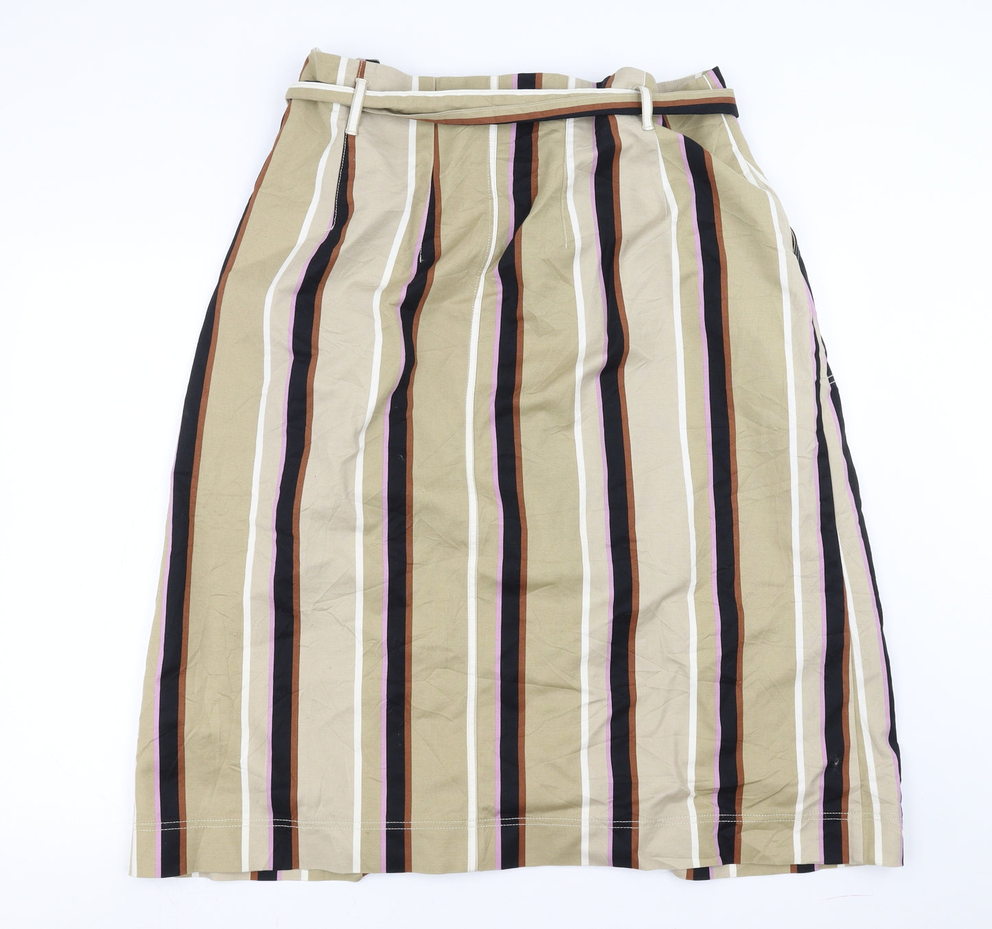 Marks and Spencer Womens Beige Striped  A-Line Skirt Size 22
