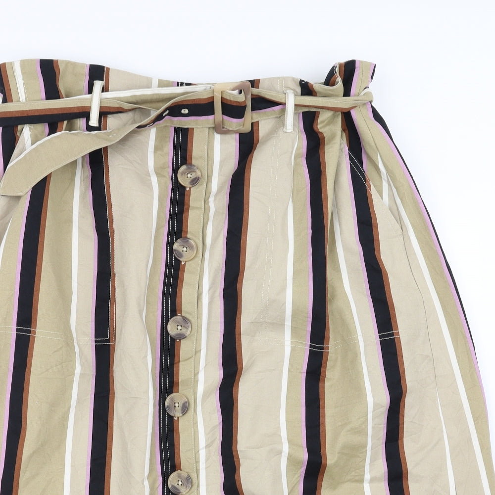 Marks and Spencer Womens Beige Striped  A-Line Skirt Size 22