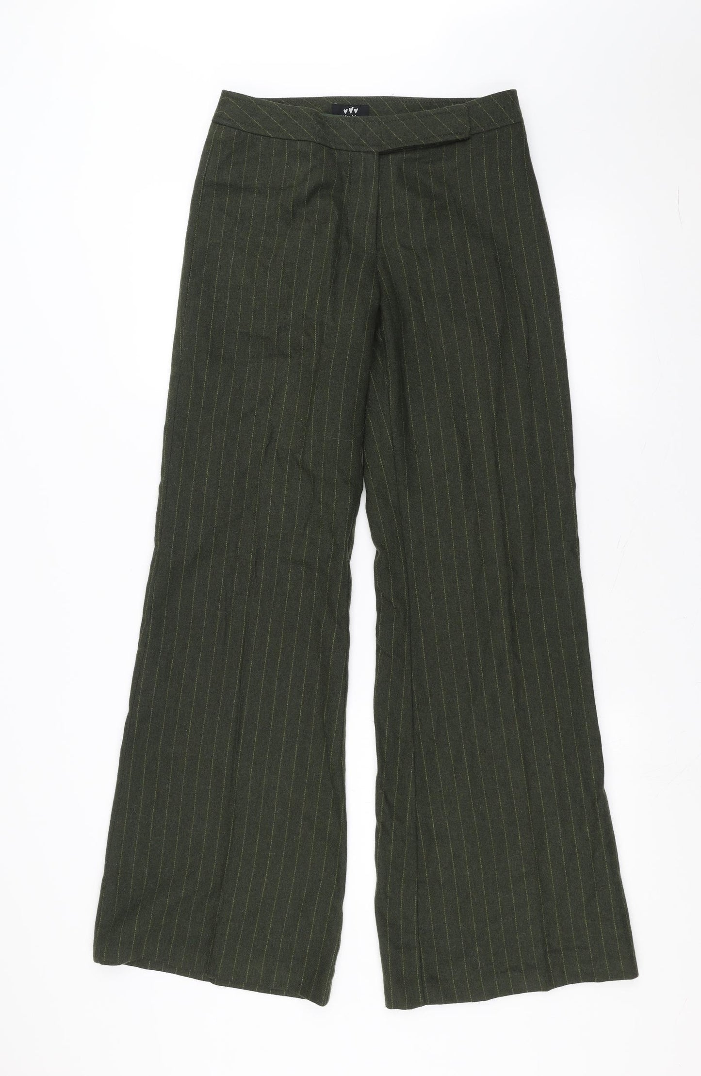 Marks and Spencer Womens Green Striped  Trousers  Size 8 L32 in - wide leg