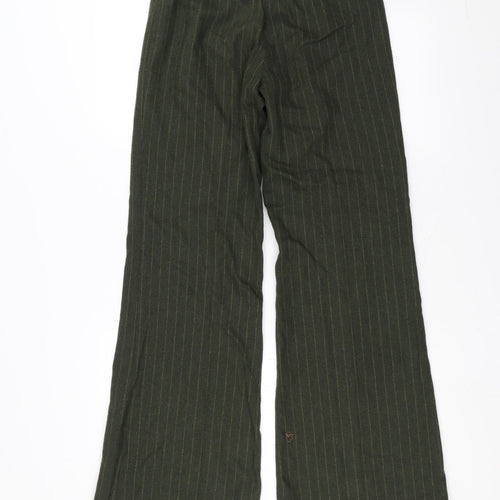 Marks and Spencer Womens Green Striped  Trousers  Size 8 L32 in - wide leg