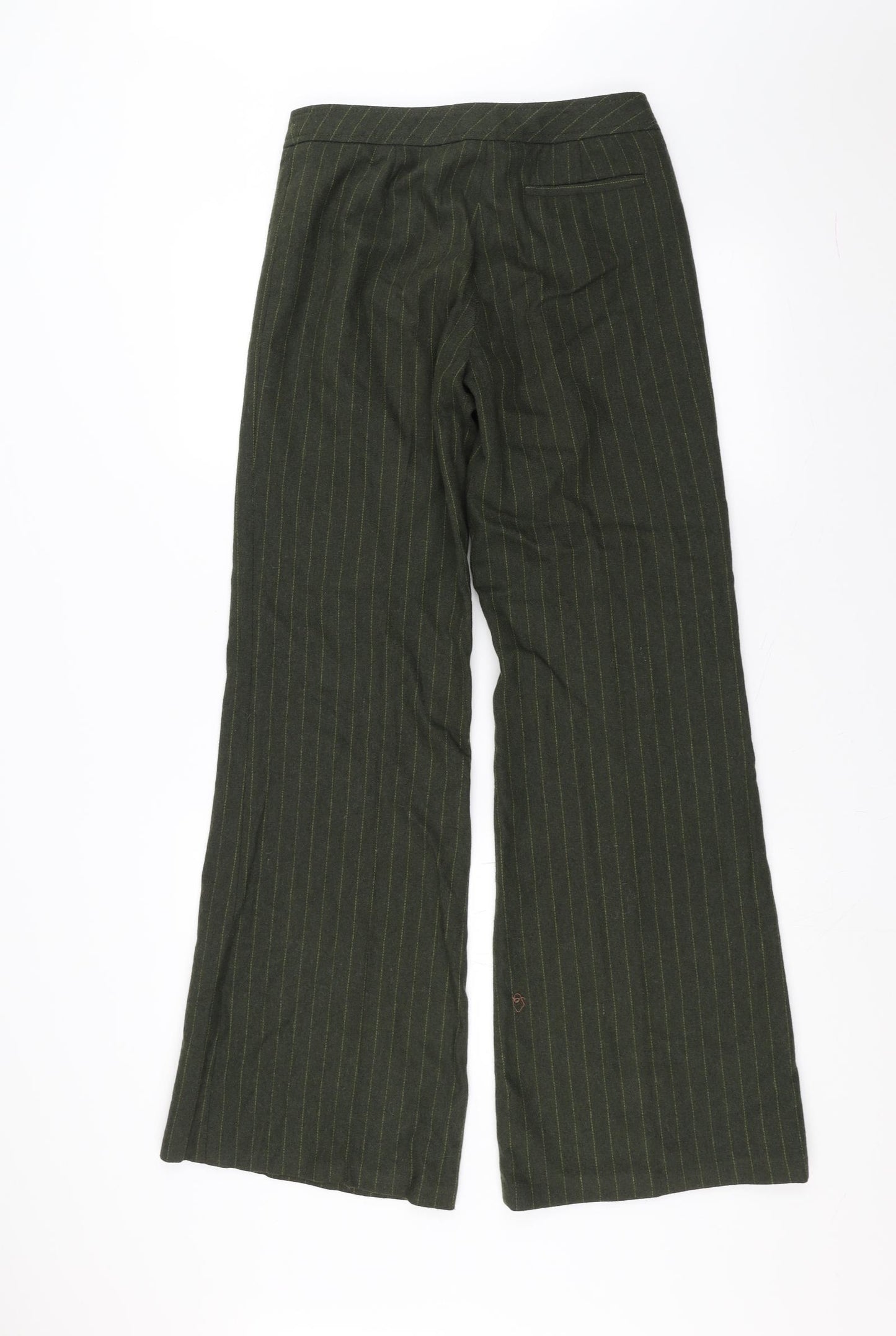 Marks and Spencer Womens Green Striped  Trousers  Size 8 L32 in - wide leg