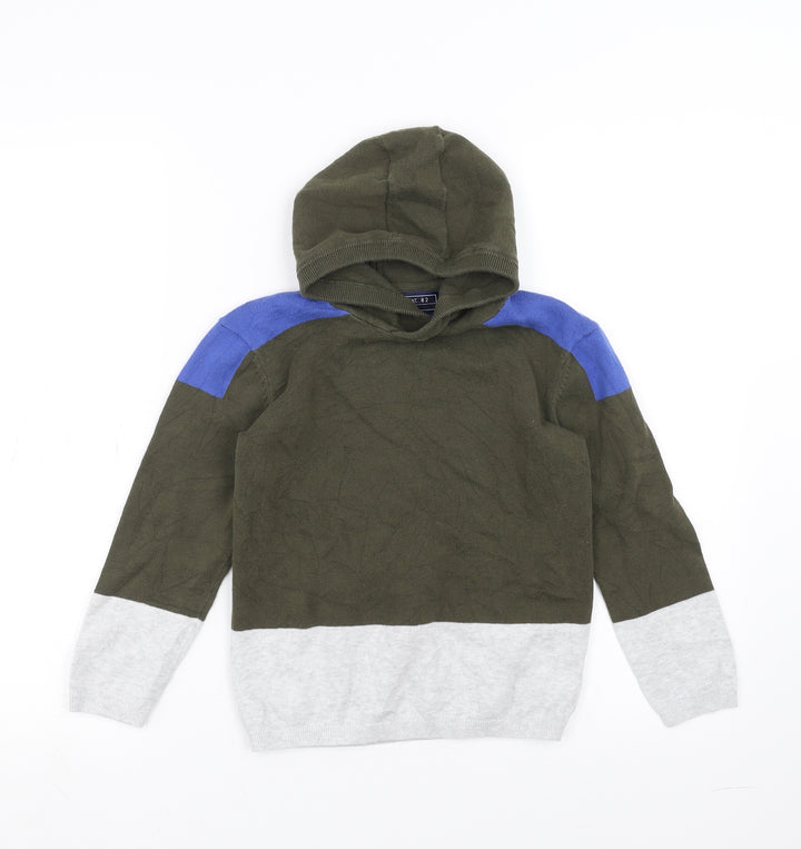 NEXT Boys Green Knit Pullover Hoodie Size 7 Years