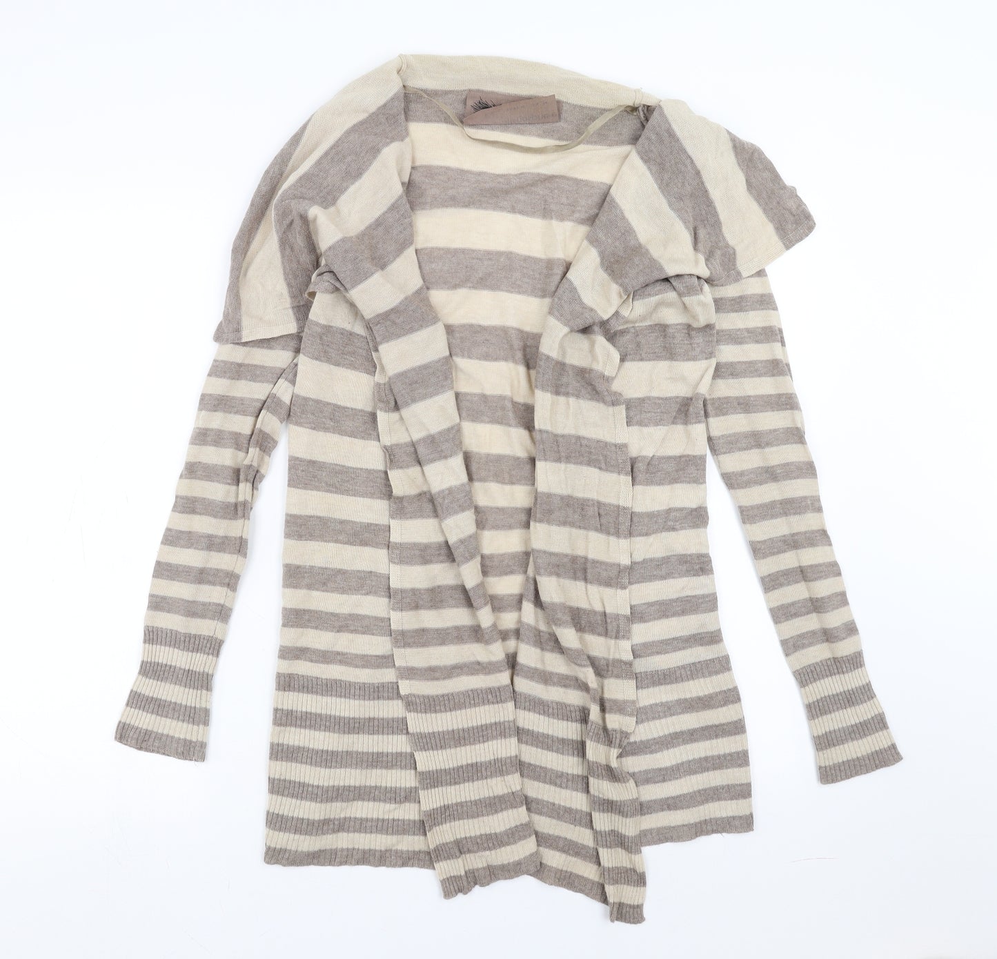 Primark Womens Beige Striped  Cardigan Jumper Size 8